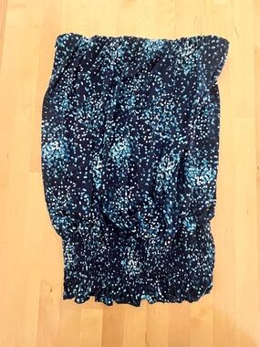 Veronica M Navy Blue Strapless Smocked Tube Top with Teal & White Dot Print